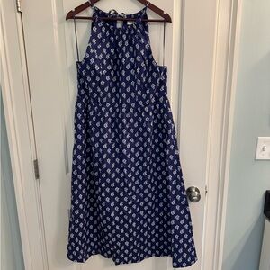 J. Crew Indigo Dress with Ivory Floral Design
